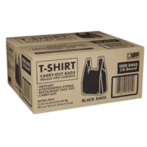 """THANK YOU"" BLACK T-SHIRT BAG  1/6 (16M) - 1000 PCS/CS            "