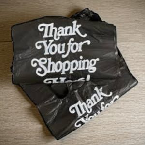 """THANK YOU"" BLACK T-SHIRT BAG HD  1/8 (14M) - 1000 PCS/CS            "
