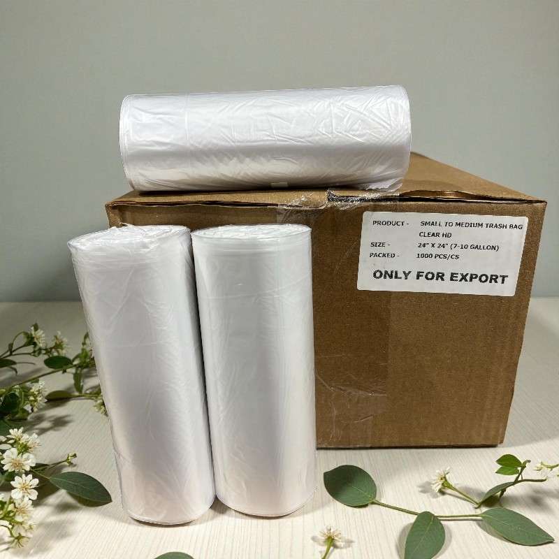 SMALL CLEAR HD TRASH BAG (7-10 GALLON ) 24” x 24” 1000CS BOX