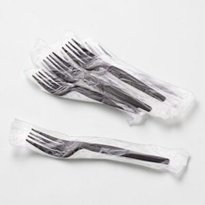 WRAPPED CUTLERY- FORK BLACK HEAVY WEIGHT 1000/CS