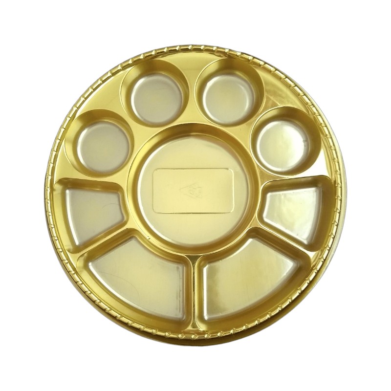 9 COMPARTMENT GOLD PLATE – 50 PACK