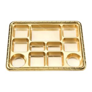 11 COMPARTMENT GOLD PLATE - 50 PACK