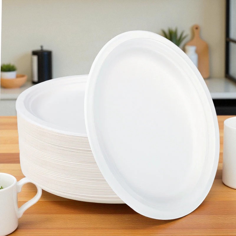BIO – 12 OVAL PLATE 500/CS 12.5X10.5 OVAL BAGGASSE PLATTER 500/CS