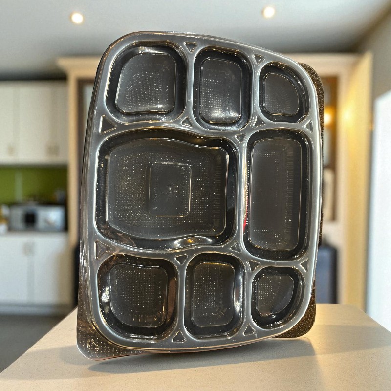 MEAL TRAY -8 COMP PLASTIC THALI BOXES WITH LID 300/CS