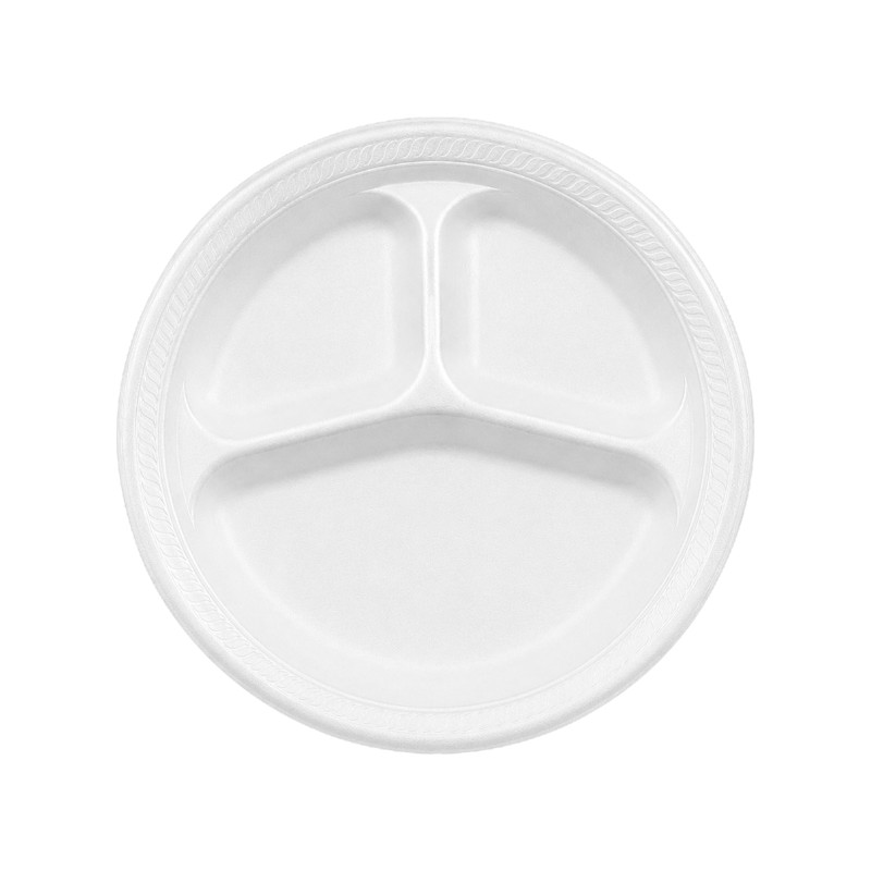 ECOPAX – PLATES 8 7/8″ 3 COMP WHITE FOAM 1000/CS