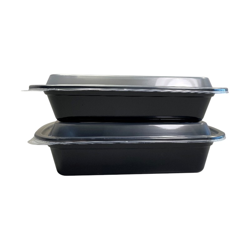 EMPRESS 38oz 6x8x2 Rectangle Container Black Base w/ Clear Lid 150/Cs