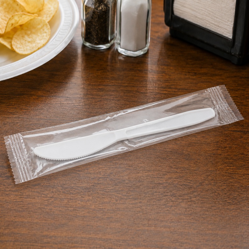WRAPPED CUTLERY – HEAVY WEIGHT WHITE KNIFE 1000/CASE