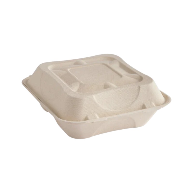 Biodegradable 9×9 3 Compartments Clamshell Container 200/Cs
