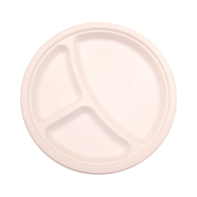 Biodegrdable 10″ 3 Compartment 3Cp Round Plate 500/Cs