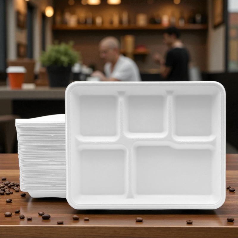 MARK Biodegrdable 5 Compartment Meal Trays / Plate 400/Cs