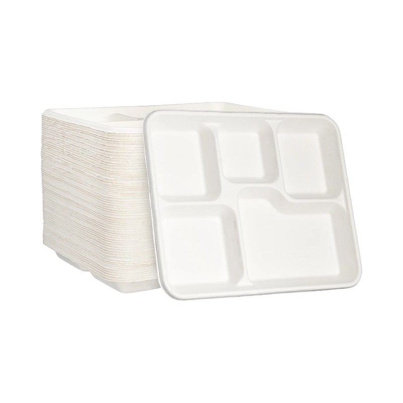 MARK Biodegrdable 5 Compartment Heavy Meal Trays / Plate 500/Cs