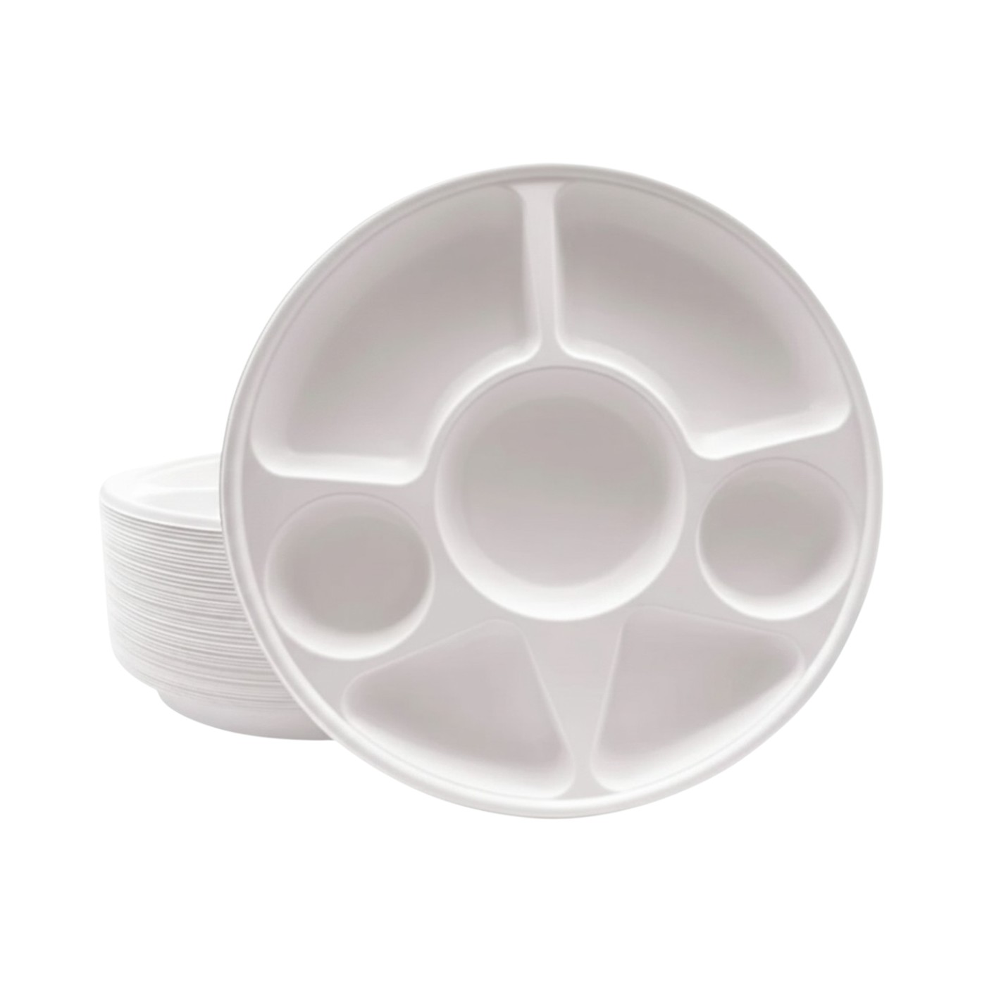 MARK Biodegradable 7 Compartment Round Plates 200/Cs