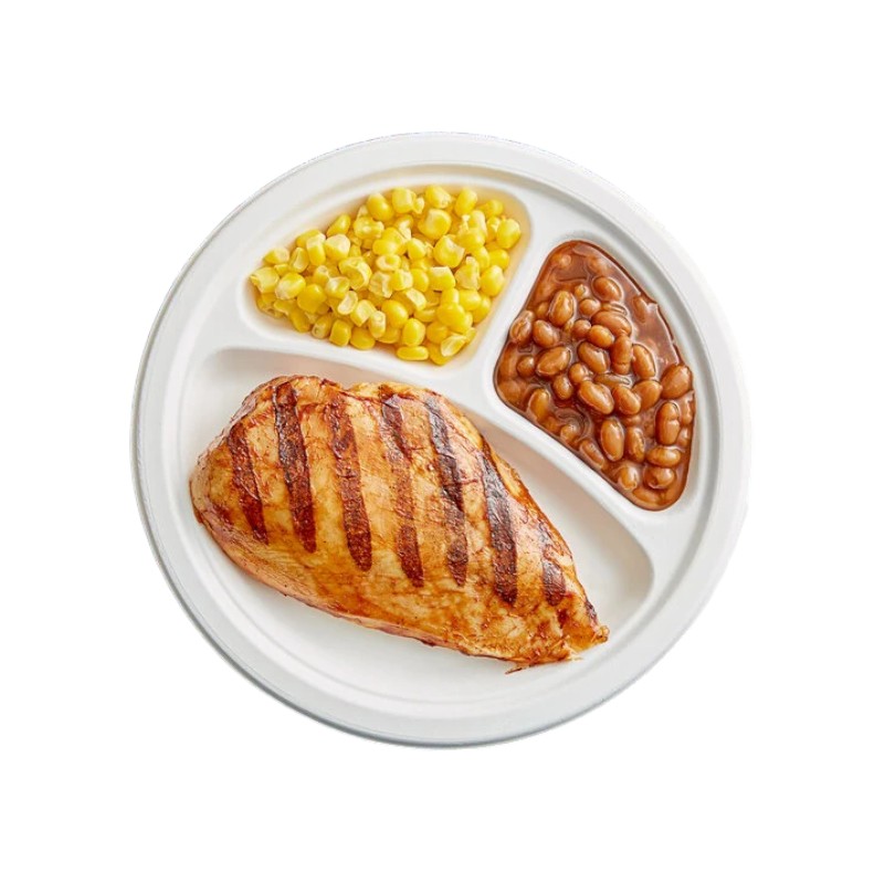 Biodegradable 9″ 3 Compartment 3Cp Round Plate 500/Cs