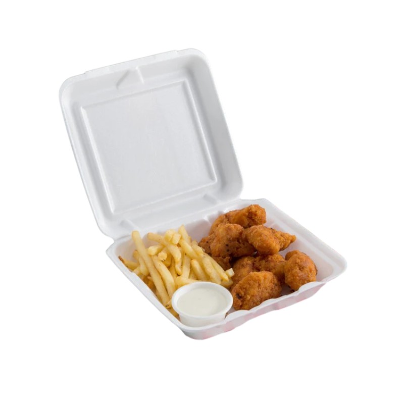 Dart 80HT1R 8X7.5X2 White Foam Square Take Out Container with Hinged Lid – 200/Case
