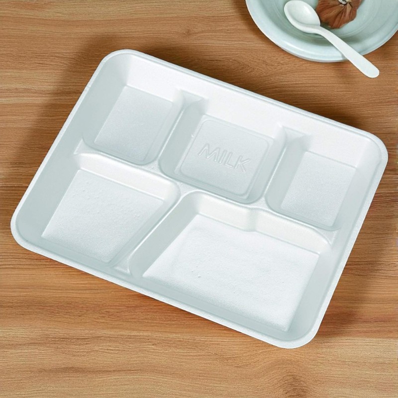 GENPAK 10500 FOAM 5 COMPARTMENT SERVING TRAY (500CT)