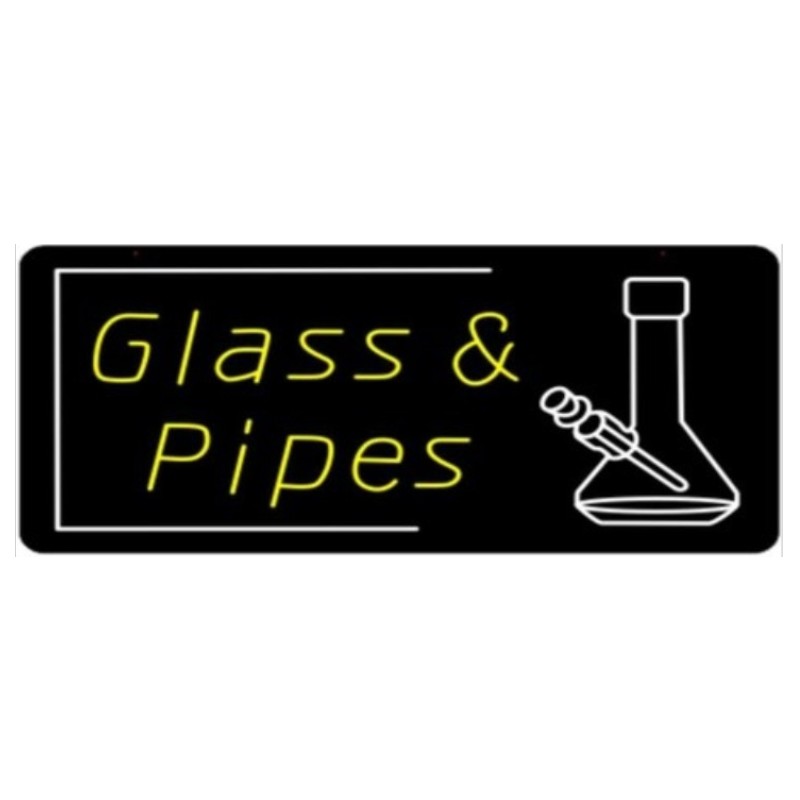 Glass & Pipes – LED Sign – 1CT – 35×17.5 inch