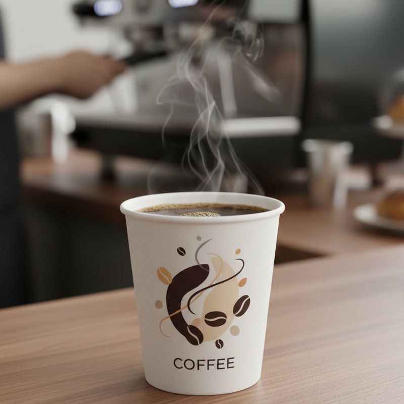 Paper Hot Cup Printed 8oz – 500/Cs