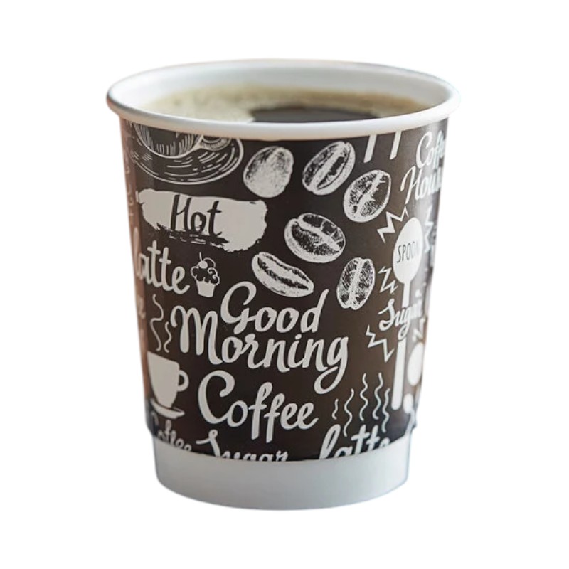 Paper Hot Cup Printed 8oz – 500/Cs