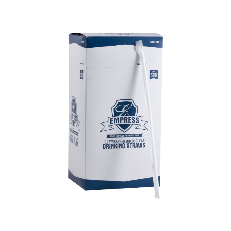 EMPRESS – JUMBO STRAW 10.25″ CLEAR WRAPPED 2000 / CASE