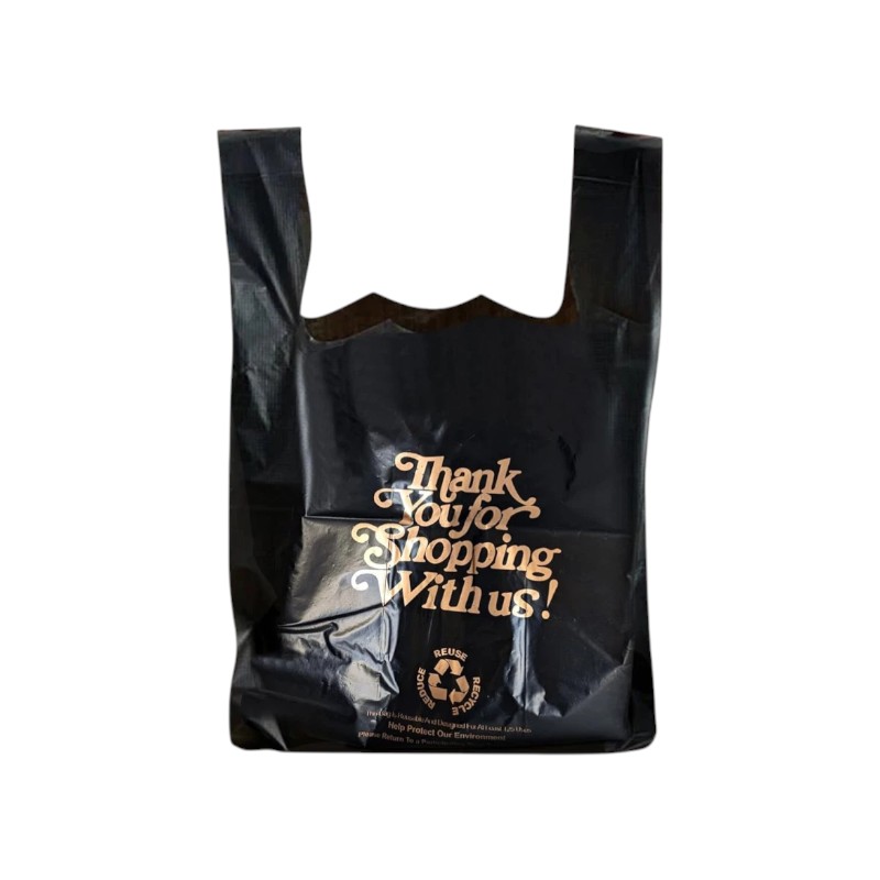 PLASTIC – MARK 1/8 THANK YOU BAGS BLACK 14 MICRONS 1000/CS
