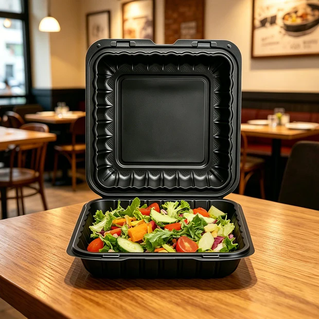 BIOCEAN BLACK CLAMSHELL MFPP TO-GO BOX 8X8 (150/CS)