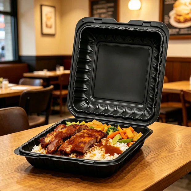 BIOCEAN BLACK CLAMSHELL MFPP TO-GO BOX 9X9 (150/CS)