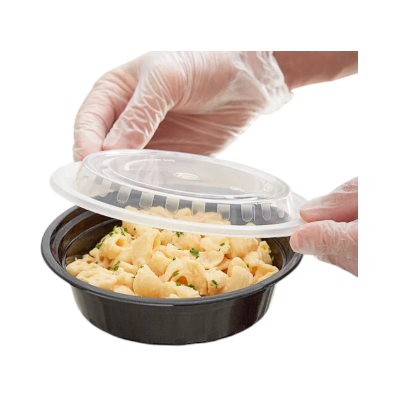 BIOCEAN Round Black Bottom Clear Top 16OZ Microwavable Container 150/Cs