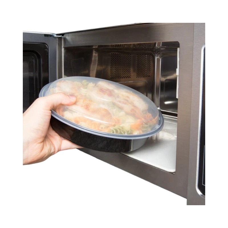 BIOCEAN Round Black Bottom Clear Top 48OZ Microwavable Container 150/Cs