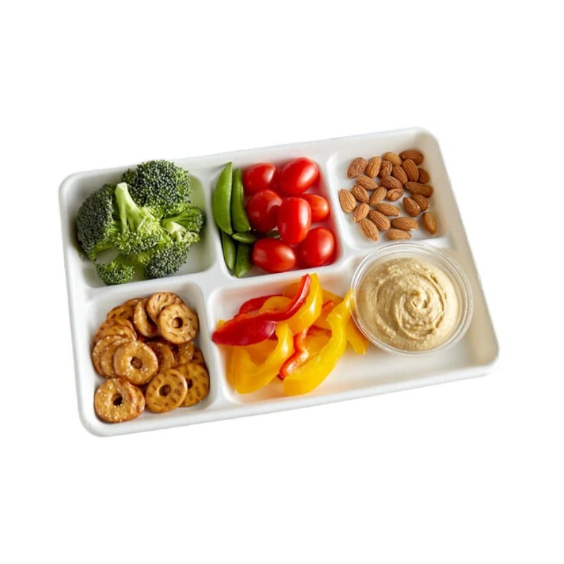 Mark Plastic White Plates 5 Compartments 5CP – 300/Cs
