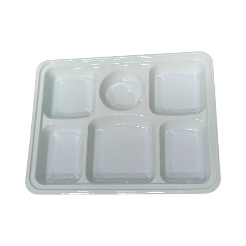 Mark Plastic White Plates 6 Compartments 6CP – 300/Cs