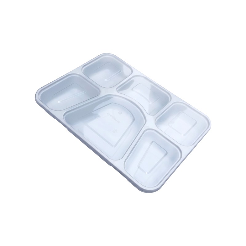 6 Compartment 6CP Black Meal Tray / Thali with Lid – 100/Cs