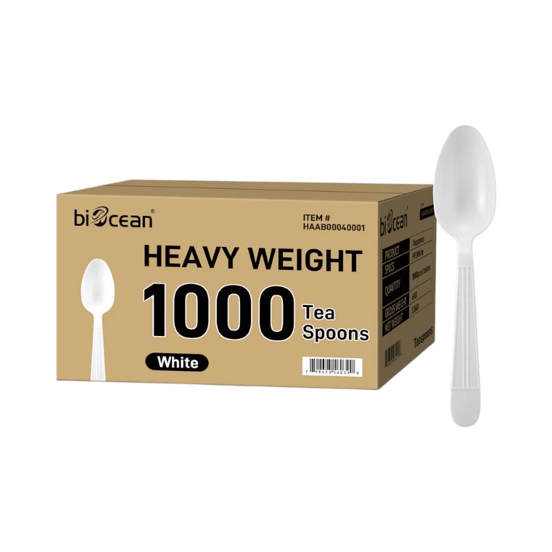BIOCEAN TEA SPOON WHITE PP HEAVY WEIGHT – 1000/CS