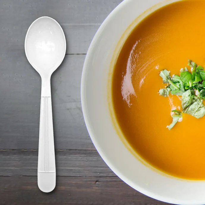 BIOCEAN WRAPPED HEAVY WEIGHT WHITE SOUP SPOON – 1000/CS