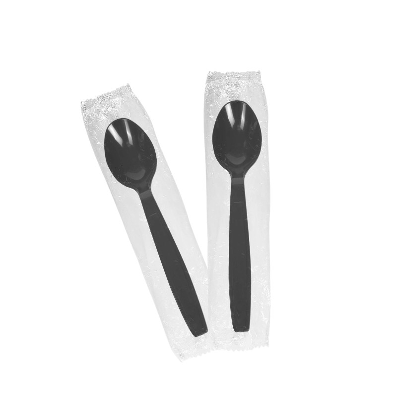 BIOCEAN WRAPPED BLACK TEASPOON HEAVY (1000CT)