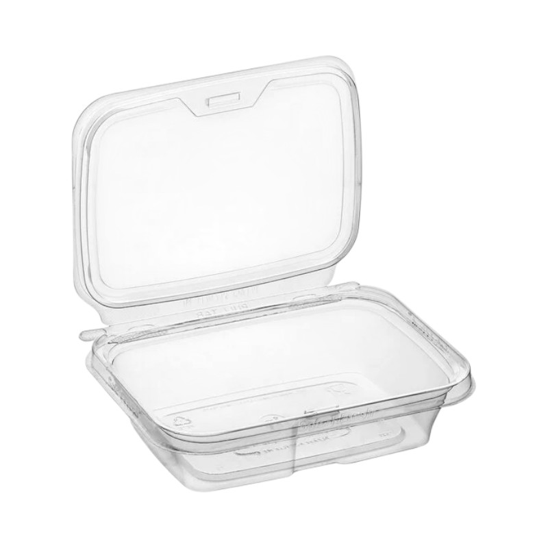 Inline Plastics TS-20 Safe-T-Fresh 20oz Tamper-Resistant / Evident Hinged Container with Flat Lid – 200/Case