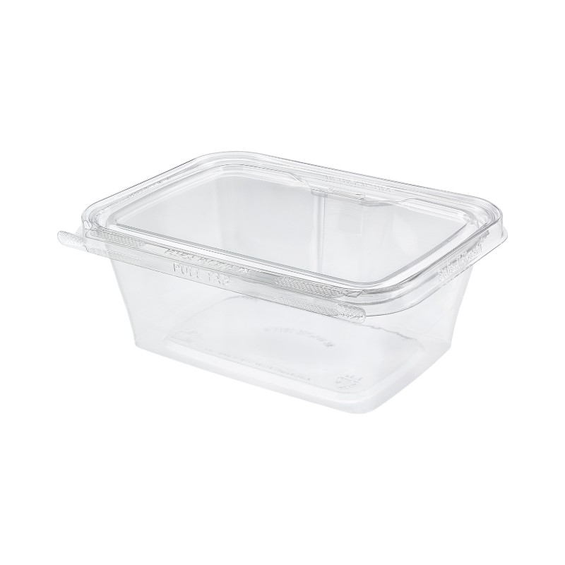 Inline Plastics TS-32 Safe-T-Fresh 32oz Tamper-Resistant / Evident Hinged Container with Flat Lid – 200/Case