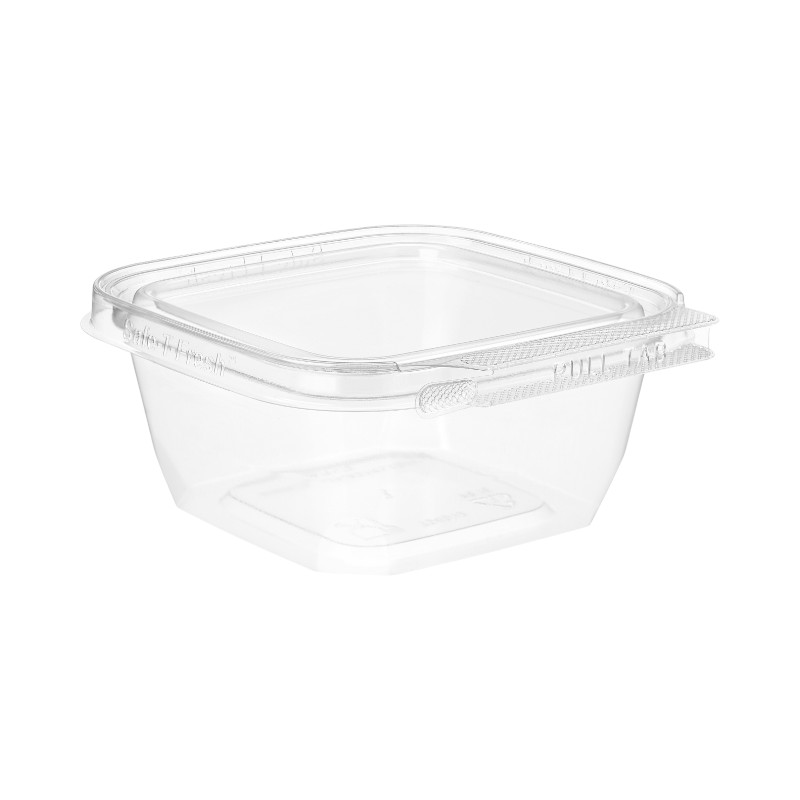 Inline Plastics TS-4012 Safe-T-Fresh 12oz Tamper-Resistant / Evident Square Hinged Container with Flat Lid – 288/Case