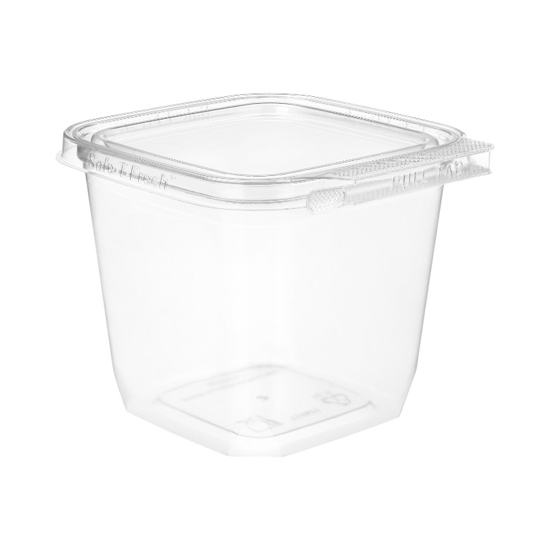 Inline Plastics TS-4024 Safe-T-Fresh 24oz Tamper-Resistant / Evident Square Hinged Container with Flat Lid – 264/Case