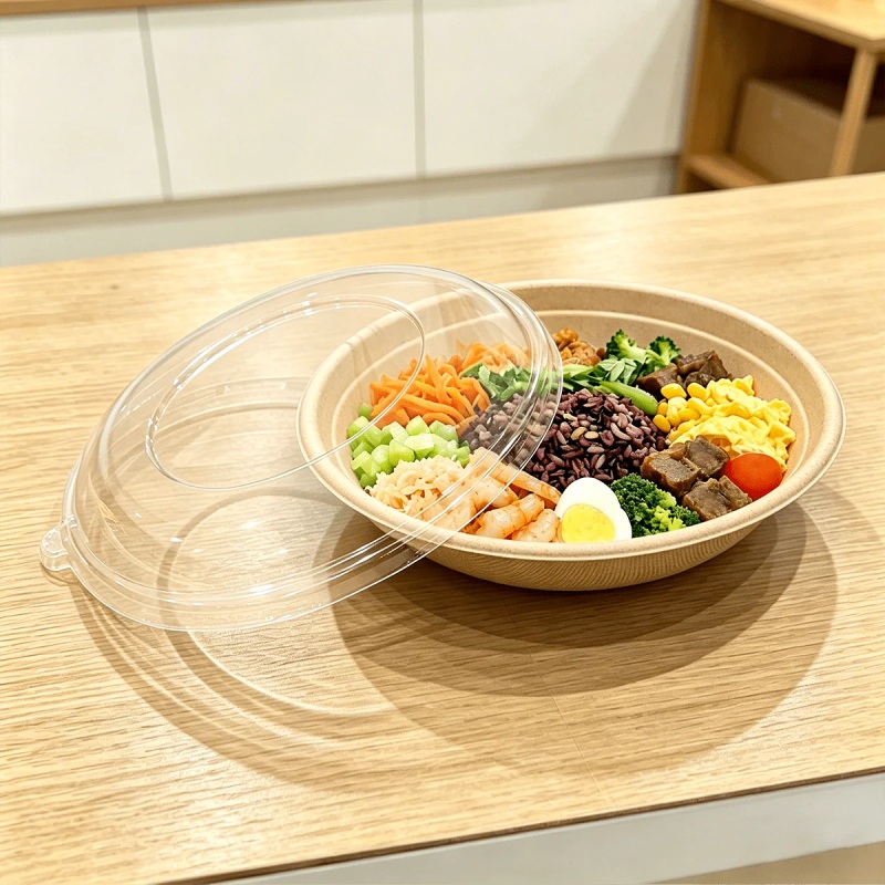 BIOCEAN 32OZ ROUND BAGASSE BOWLS LIDS 500/CS