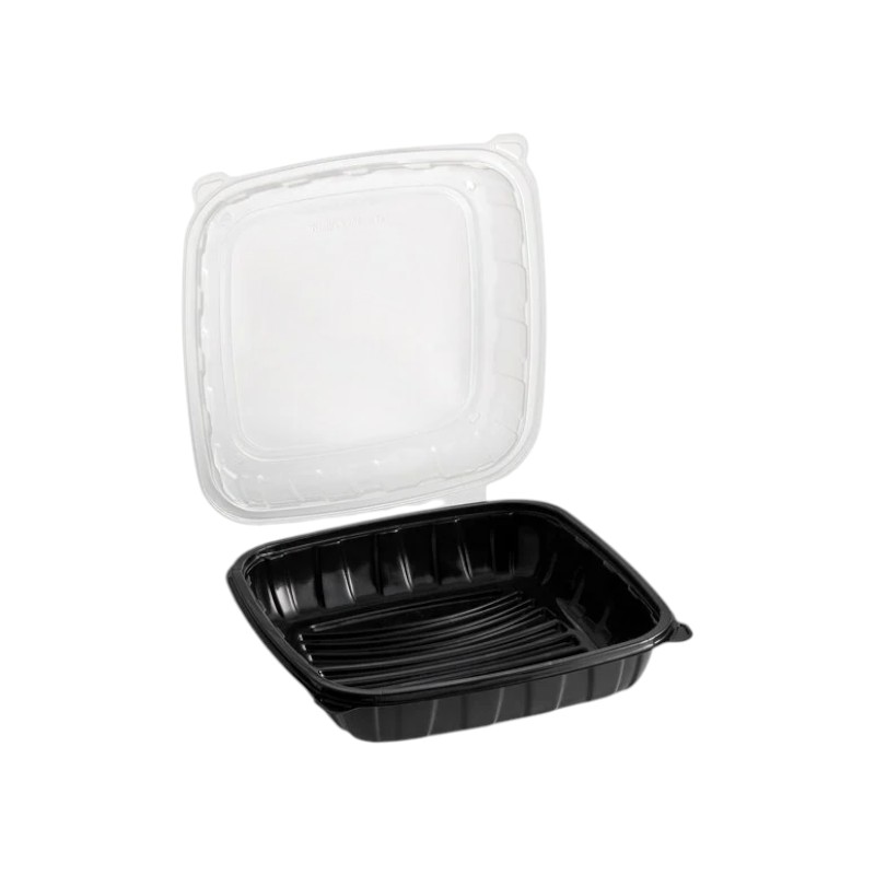 9 x 9 Hinged Container Black base & Clear vented Lid