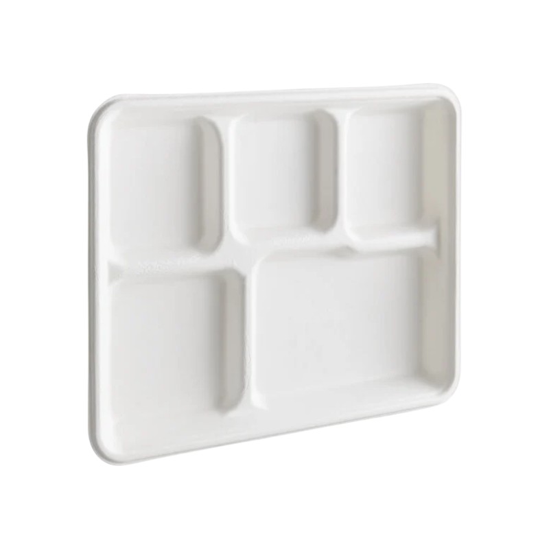 MARK Biodegradable 5 Compartment Heavy Meal Trays / Plate 300/Cs