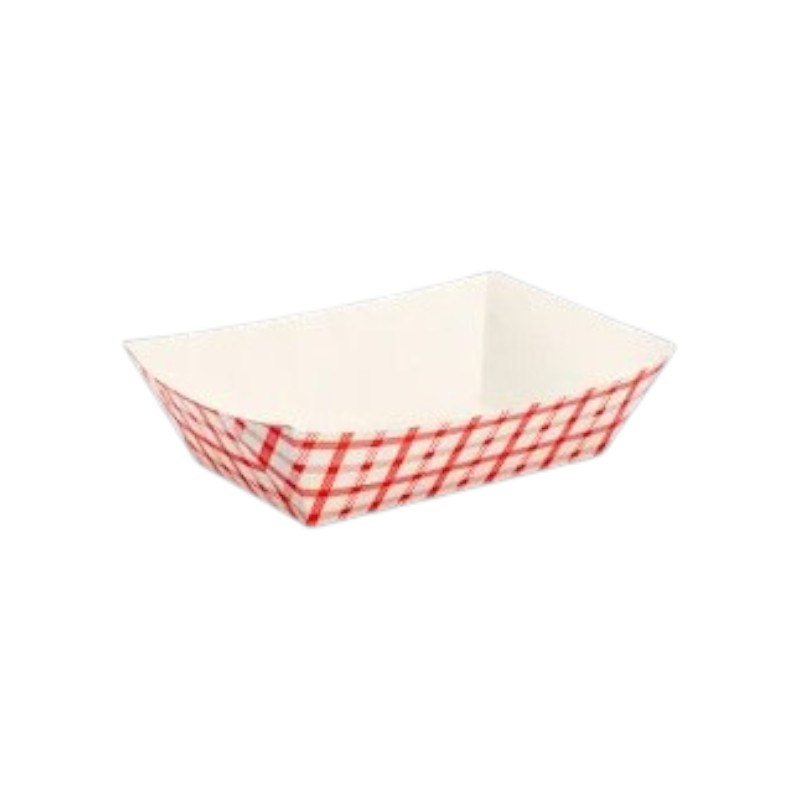 Paper Food Tray 2LB Red Plaid / Checkered design – 1000/Cs