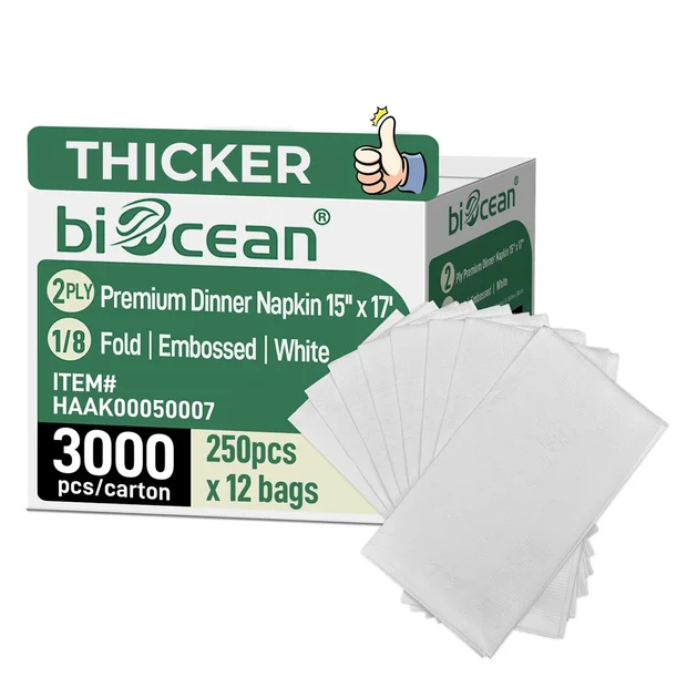 BIOCEAN – PAPER DINNER NAPKIN HEAVY DUTY 15 X 17 WHITE (3000/CS)