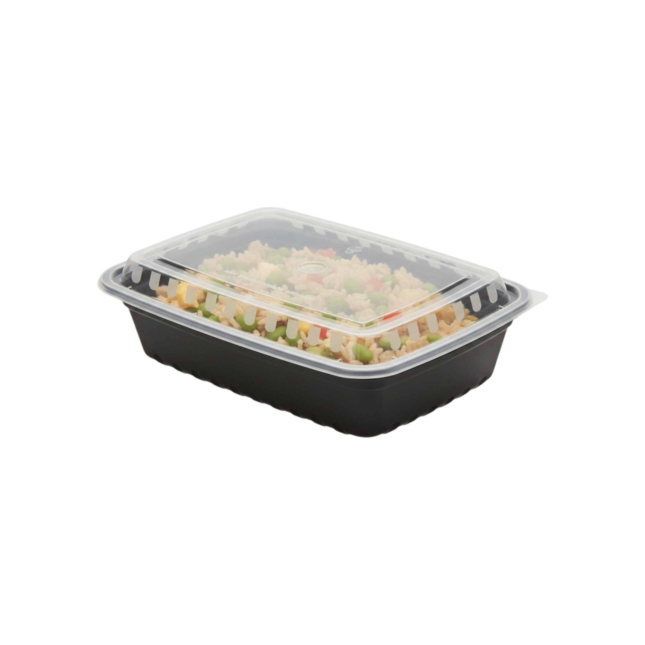 W.Y. 35oz Rectangle Black Bottom with Clear Lid Microwavable container – 150 Sets