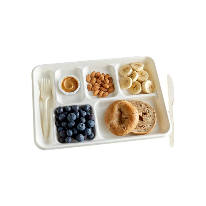MARK Biodegrdable 6 Compartment Meal Trays / Plate 300/Cs