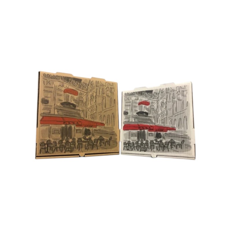 NEMCO PIZZA BOX 7X7X2 WHITE PLAIN / KRAFT B FLUTE 50/CS