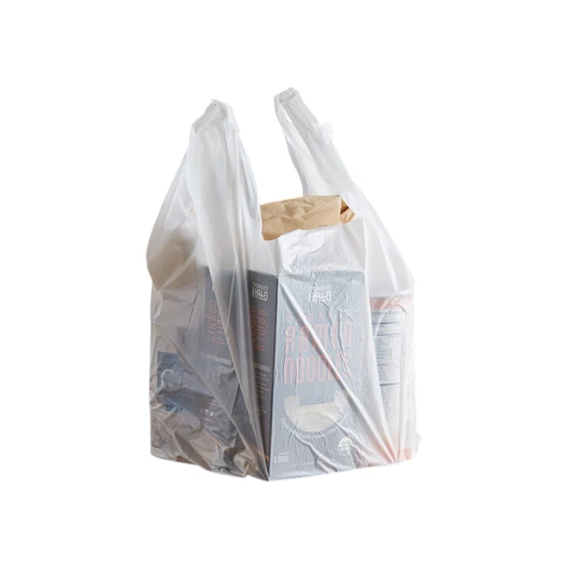 1/6 White 16mic Custom Printed T-shirt Bags – 1000/Case