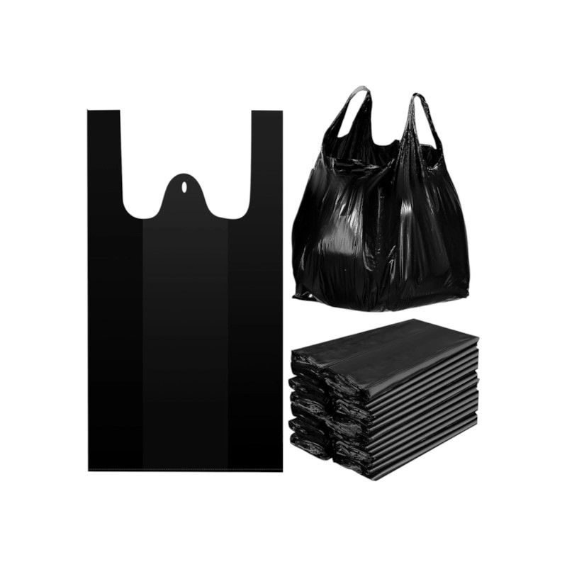 STRONG SUPER HD BLACK T-SHIRT BAG 1/6 HEAVY DUTY (22M) – 400 PCS/CS